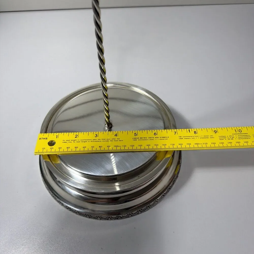Pottery Barn Brushed Silver Jewelry Necklace Stand 14” Tall Engraved Design
